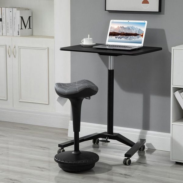 Vinsetto Schreibtischstuhl mit Schwenkfunktion, höhenverstellbar 65,5-83,5 cm (ergonomischer Bürohocker, 1 St), 120° neigbar, Anti-Rutsch, für Büro Arbeitszimmer, Grau