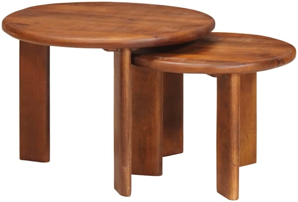 vidaXL Nesting-Couchtische 2 pcs Honigbraun Massivholz Mango 4104653