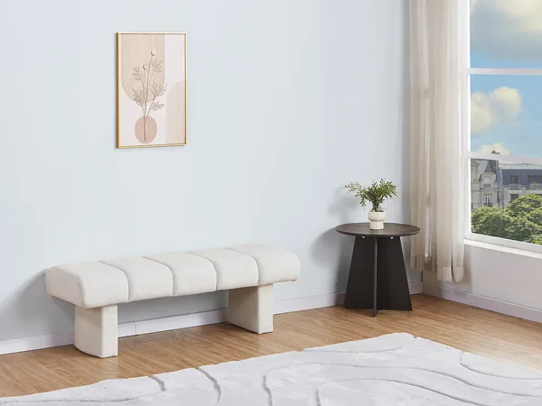 Vente-unique - NUBELO Sitzbank Stoff Beige - B 44 cm x H 42 cm x L 128 cm