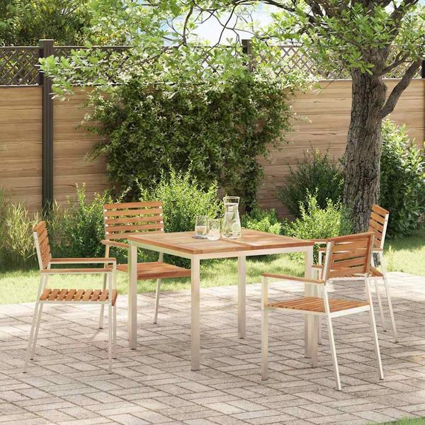 vidaXL Gartenstuhl 4 pcs Massives Teakholz und Edelstahl 42006200