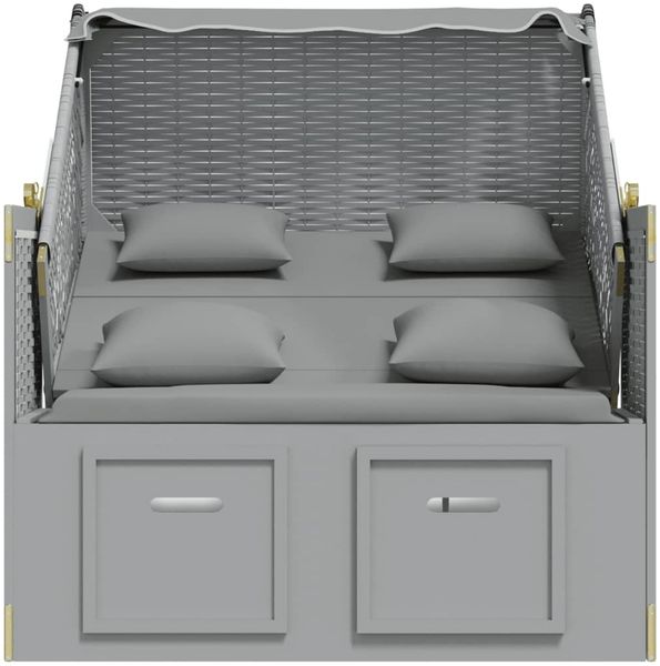 vidaXL Strandkorb mit Kissen Poly Rattan und Massivholz Grau 318659 Bild 7