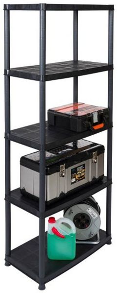 Kreher Standregal Haushaltsregal "PLATIN" 15 Zoll (Schwarz) mit 5 Böden