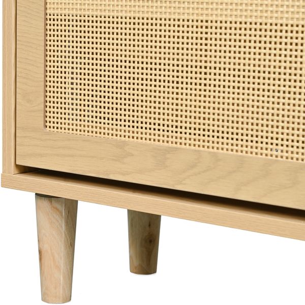 Kommode B 120 x T 40 x H 76,5 cm mit 6 Schubladen, Rattan-Front in Walnussoptik, Massivholzbeine Bild 10