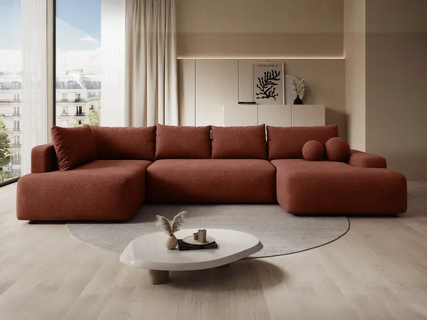 Vente-unique - DAVISO Sofa Stoff Rot - B 204 cm x H 87 cm x L 360 cm
