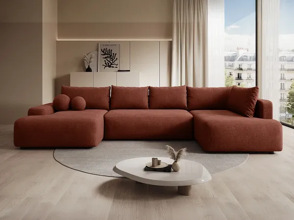 Vente-unique - DAVISO Sofa Stoff Rot - B 204 cm x H 87 cm x L 360 cm