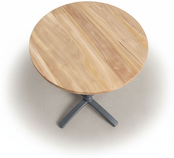 Teakholz Tisch mit Alu Tischgestell, Indoor, klappbar, Rund 70cm, handgefertigt Bild 2