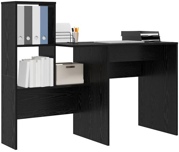 vidaXL Schreibtisch Schwarz Eichen-Optik 131,5 x 50 x 106,5 cm 869299 Bild 3