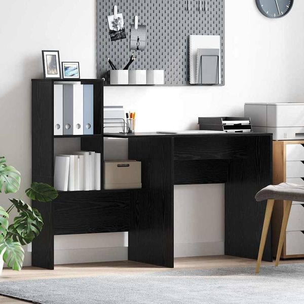 vidaXL Schreibtisch Schwarz Eichen-Optik 131,5 x 50 x 106,5 cm 869299
