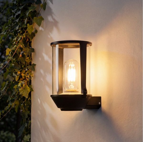 Nettlife Außen-Wandleuchte Schwarz für Innen & Außen Garten E27 Fassung max. 40W, ohne Leuchtmittel, für Terrasse Balkon Hauswand Garten