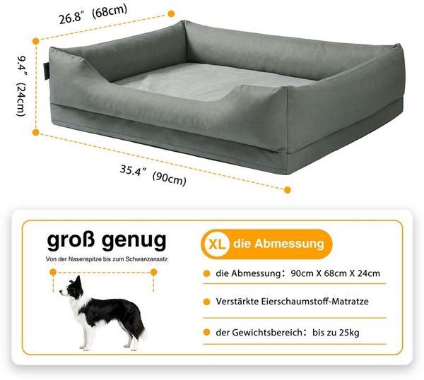 Zedelmaier Hundebett für Hunde & Katze, Hunde Hundesofa Hundekissen Hundematratze, Kratzfestes, Wasserdicht, Ergonomisch, Bequem, Waschbar