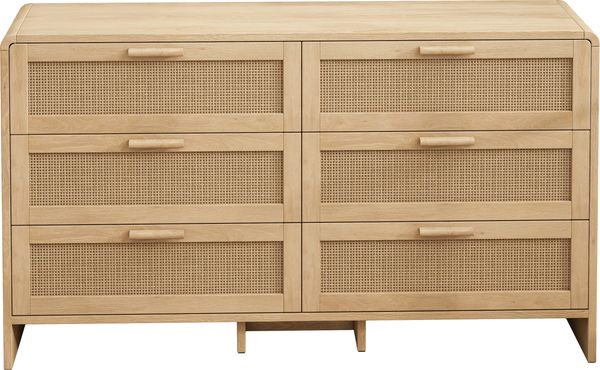 Kommode mit 6 Rattanschubladen, abgerundeten Ecken, Natur, aus Spanplatte Bild 3
