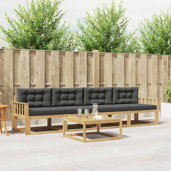 vidaXL Outdoor-Sofagarnitur mit Kissen 4 pcs Weiß und Anthrazit 3386021