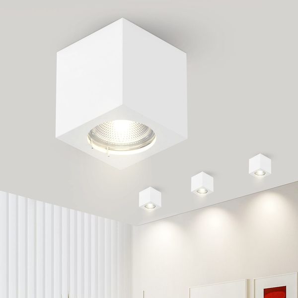ZMH Aufbauspot weiß Aufbaustrahler GU10: Aufbauleuchte eckig Deckenspots Spots Deckenleuchte Aufputz aus Gips Modern klein Deckenlampe Max. 40W für Wohnzimmer Esszimmer Flur - Ohne Leuchtmittel