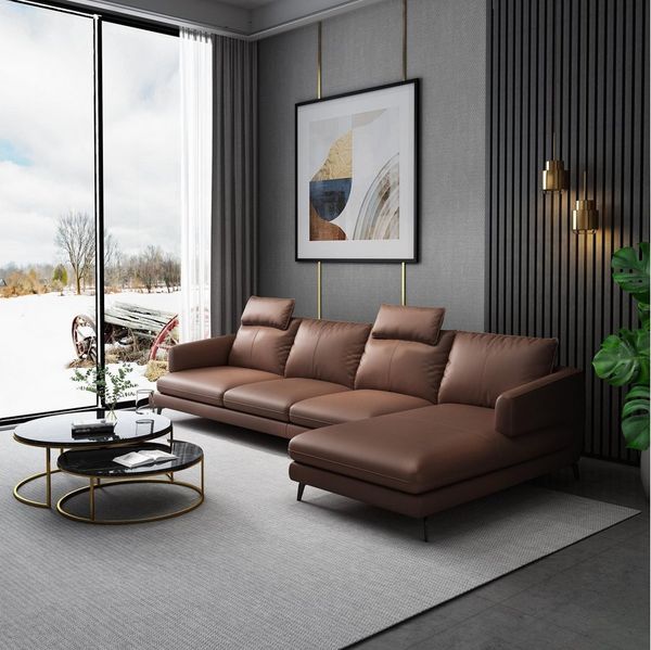 Xlmoebel Ecksofa Modernes L-förmiges Ledersofa in elegantem Design für das Wohnzimmer, Hergestellt in Europa