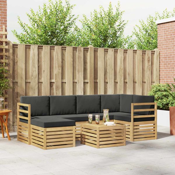 vidaXL Outdoor-Sofagarnitur 7 pcs Weiß und Anthrazit Polyester 3392137