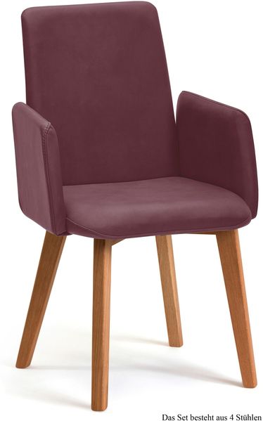 Armlehnstuhl (4er-Set) Darcie 52x92x60 Eiche geölt/Marsala