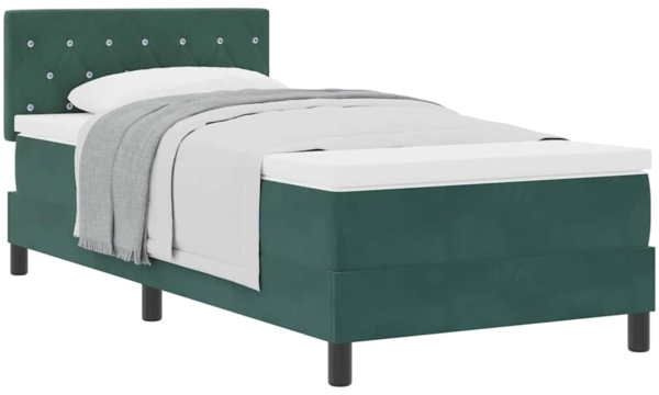 vidaXL Boxspringbett mit Matratze Dunkelgrün 90 x 200 cm Stoff 3339083 Bild 2