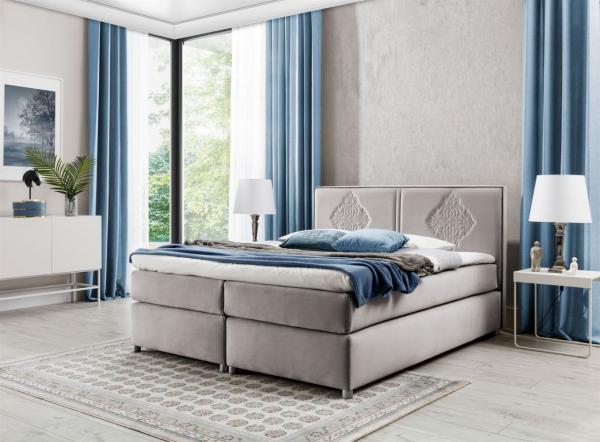 Boxspringbett Schlafzimmerbett Bett DAMIANO DELUX Stoff Cappuccino 140x200 cm