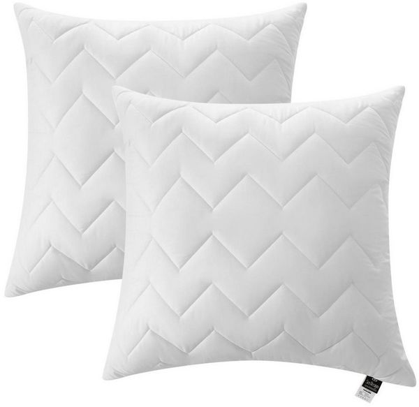 SEI Design Microfaserkissen Kissen Zierkissen Dekokissen Sofakissen 60x60 Doppelpack, Füllung: 100% Mikrofaser, Bezug: Mikrofaser, Seitenschläfer, Rückenschläfer, Bauchschläfer, 2-er SET, Schlafkissen gesteppt mit Reißverschluss Kochfest 95°