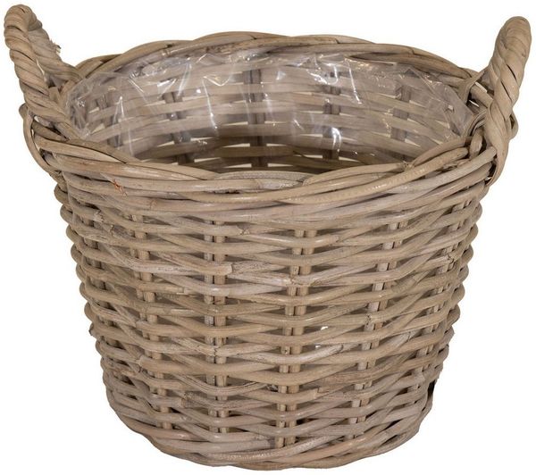 colourliving Weidenkorb Pflanzkorb mit Henkel "Potato", Handgefertigter Weidekorb, mit Folieneinsatz und Griffen