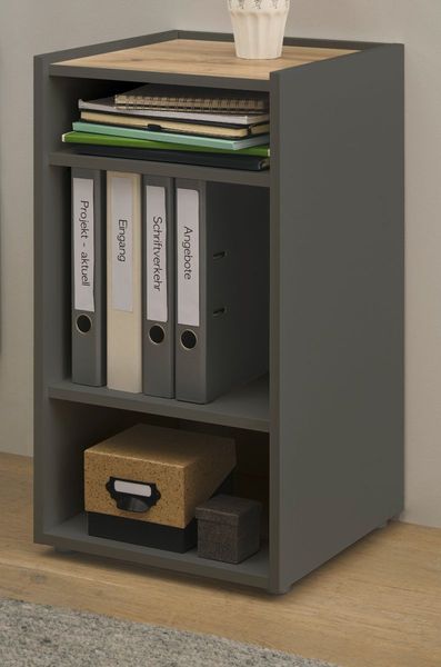 Regal Büro Center in grau matt und Eiche Wotan 40 x 70 cm