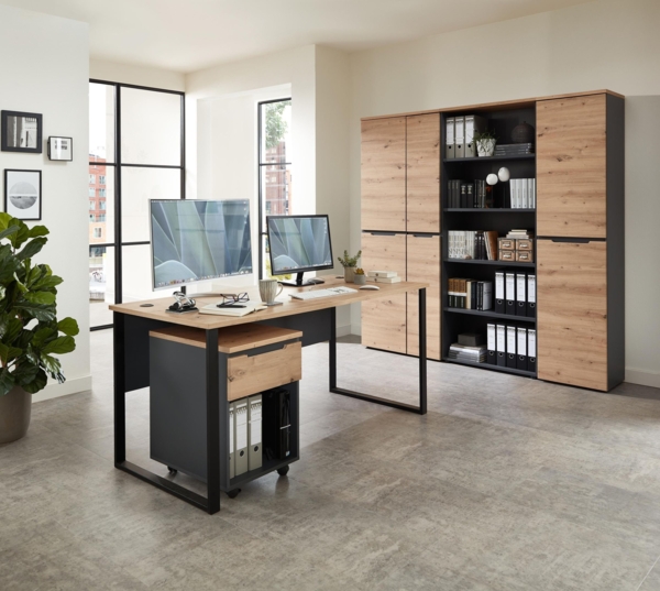 Komplettbüro MEMPHIS VII 5-teilig Front Artisan Eiche Korpus Graphit