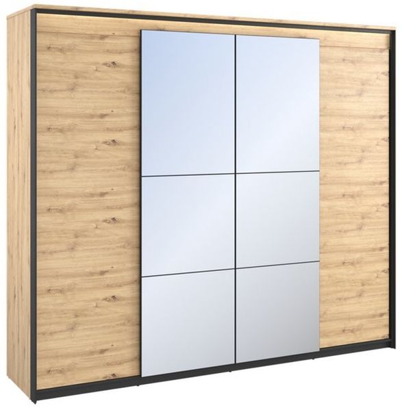 Compleo Kleiderschrank Kleiderschrank LIMA, 4-türig Schrank, mit Spiegel, Garderobe (LIMA)