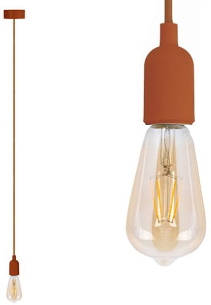 Universal Schnurpendel Textil braun mit E27 Filament LED, Ø 8,5cm