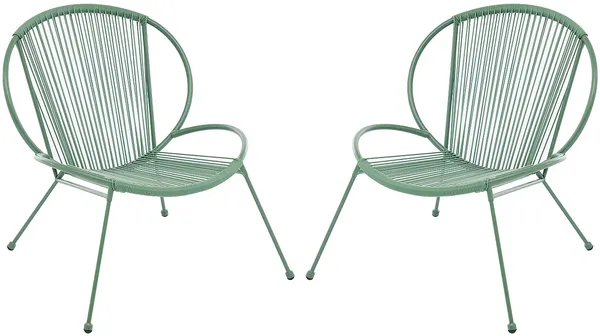 Vente-unique - NIKAO Gartensitzgruppe Harz Grün - B 73 cm x H 76 cm x L 69 cm