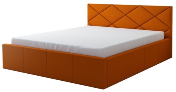 Polsterbett VIGI-OM 90x200 ohne Matratze, Bettkasten und Lattenrost. Farbe: Orange 17