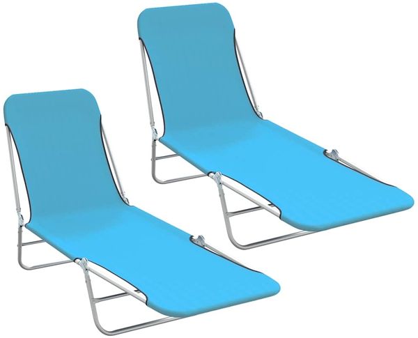 Klappbare Sonnenliegen 2er Set | Gartenliege Stahl und Stoff Blau