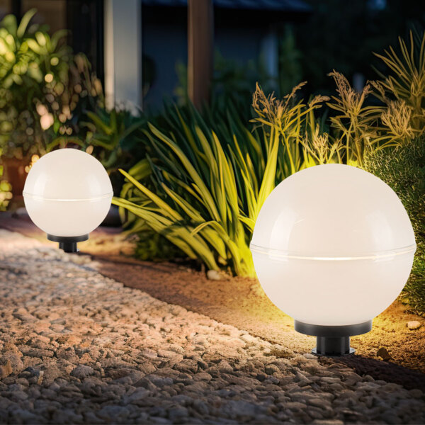 2x Außen Steckleuchten, Kugel, weiß, Erdspieß, Kabel, D 30 cm Bild 2