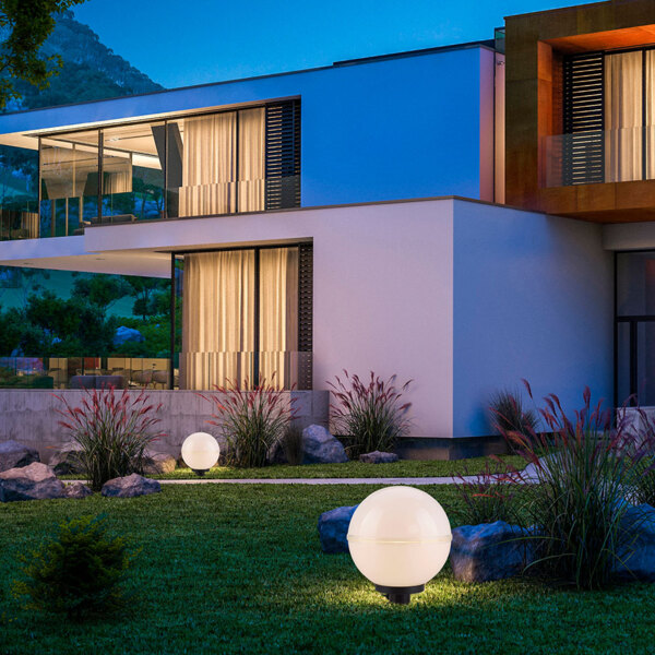 2x Außen Steckleuchten, Kugel, weiß, Erdspieß, Kabel, D 30 cm Bild 5