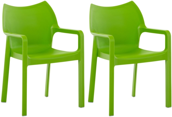 CLP 2er Set Stapelstuhl DIVA Kunststoff-Gartenstuhl mit Armlehnen,grün