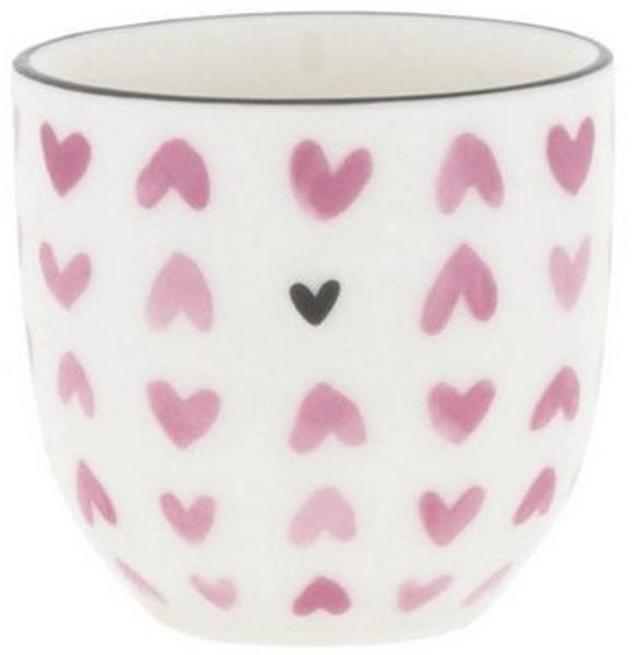 Bastion Collections Tasse Hearts all over, Keramik, Spülmaschinengeeignet, Weiß, Motiv: Herzen
