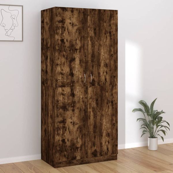 Kleiderschrank, Holzwerkstoff, Räuchereiche, 90 x 52 x 200 cm