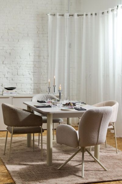 TOM TAILOR HOME Armlehnstuhl PEBBLE ARMCHAIR (Set, 2 St), Esszimmerstuhl, mit Armlehnen, 4-Fußgestell, 140 kg belastbar, drehbar