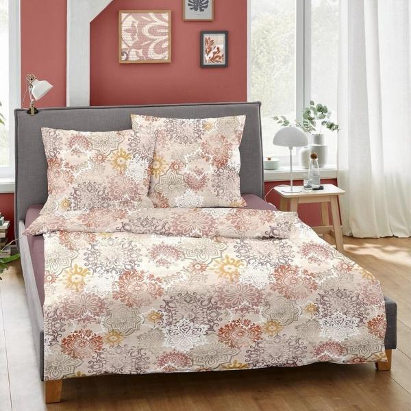 Dormisette Edel Biber Bettwäsche 135x200 Mandala Orient beige rost 2936-20