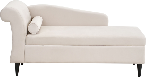 Linksseitige Chaiselongue LUIRO Samtstoff Beige mit Stauraum