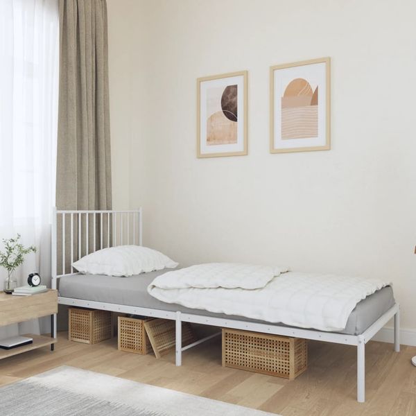 vidaXL Bettgestell mit Kopfteil Metall Weiß 90x190 cm 350923