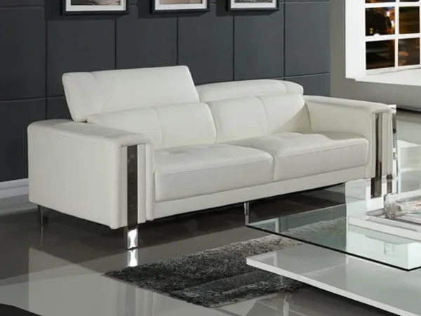 Vente-unique Sofa ´MAROUA´, Kunstleder, Weiß, 100x87x202 cm