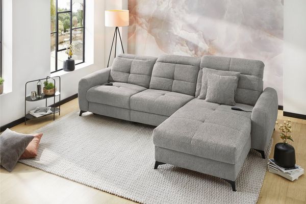 Jockenhöfer Gruppe Ecksofa Chillout L-Form, B: 288 cm, elektr. Relaxfunktion im Sitz und Ottomane, 140kg Belastbarkeit je Sitz, Kopfteilverstellung & Zierkissen