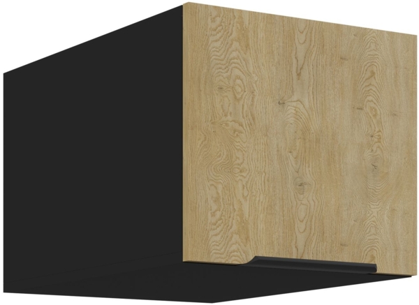 Aufsatzschrank Hochschrank 40 cm CREMONA Eiche hell + Schwarz matt Küchenzeile Küchenblock Küche Einbauküche