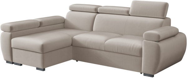 Mirjan24 'Boston Mini' Ecksofa mit Bettkasten und Schlaffunktion, Plüschstoff, Beige, Links