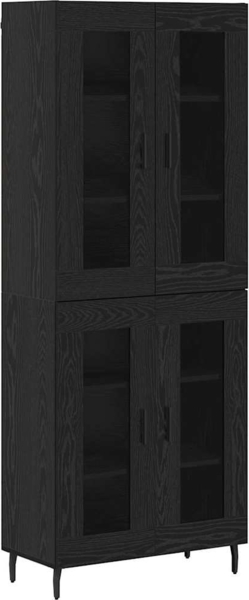 vidaXL Highboard 2 pcs Schwarz Eichen-Optik Engineered Wood und Glas 3403182