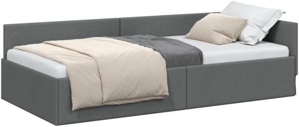vidaXL Eckbettgestell mit Kopfteil Dunkelgrau 90 cm x 190 cm Samt 42016036