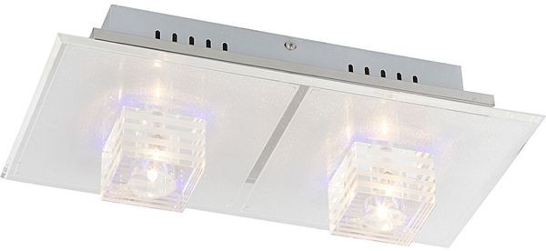 RGB LED Deckenleuchte, Fernbedienung, Chrom, Glas, L 40 cm