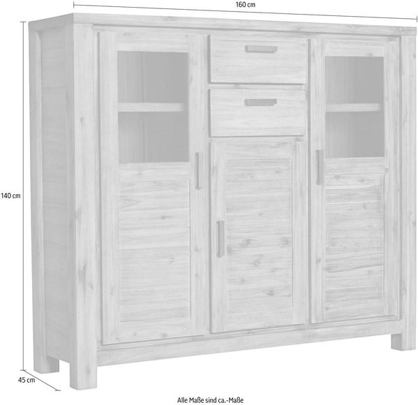 Gutmann Factory Highboard Tunis, Vitrine, Höhe 140 cm