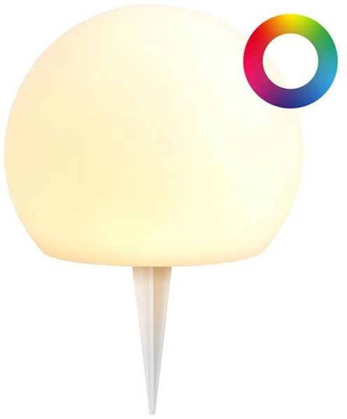 LED Solar Kugelleuchte in Milchglas-Optik | Gartenkugel mit Erdspieß | warm-weiß & RGB Farbwechsel wählbar | UV-beständig & Wetterfest IP44 |Solarlampe für Garten, Terrasse & Balkon (ca. Ø 15 cm)