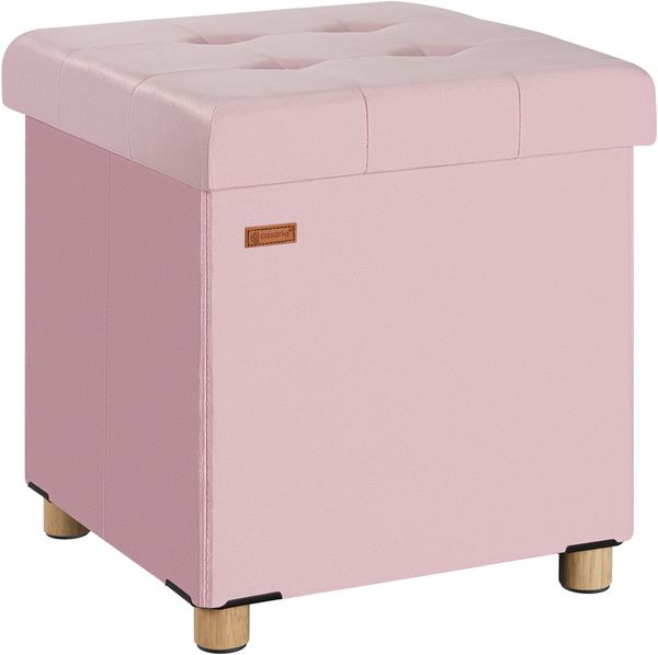 CASARIA® Sitzhocker mit Stauraum, Samt, rosa
